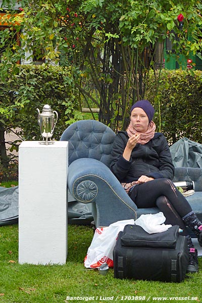 Picknick på Bantorget i Lund.